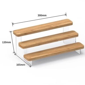 Wooden Acrylic Display Stand Toy Blind Box Showcase Organizer Rak Cosmetic Souvenir Display Rack