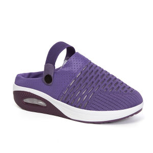 [Free Shipping] WomenS Hollow-Out Sandals Mesh Casual Spring/Autumn Slip-On Sandals Convertible Design Wedge Heel Mid-Heel Single Shoes