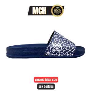 MOCHEL - Sandal Selop Pria dan Wanita MOCHEL 3D Navi Putih Elgant Terbaru