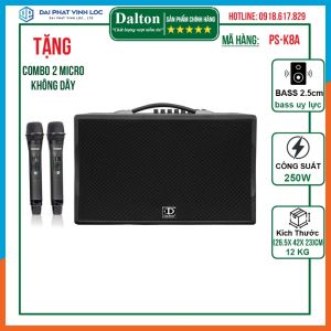 Loa Xách Tay Dalton PS-K8A - Công Suất Mạnh Mẽ - Tặng Kèm 2 Micro Hát Karaoke - Đại Phát Vĩnh Lộc