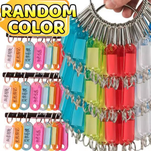 50Pcs Colorful Plastic Keychain Transparent Key Tags Label with Split Ring DIY Split Ring Numbered Name Baggage Tag ID Label Name Tags