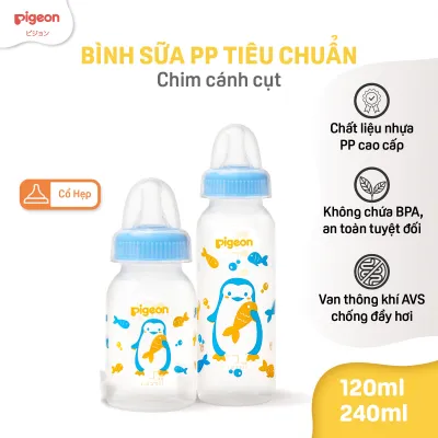 [PP] Bình sữa Pigeon cổ hẹp cho bé sơ sinh 120ml/240ml núm ti siêu mềm và đàn hồi chính hãng
