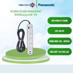 Panasonic Ổ cắm có dây WCHG243322W-VN - Dây 3m - Tự ngắt khi quá tải - Hàng chính hãng - Bảo hành 12 tháng - STM