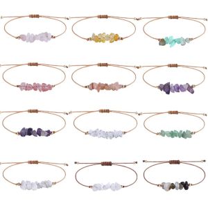 YOCKY Adjustable Minority Handmade Fluorite Woven Rope Natural Stone Crystal Gravel Bracelets Beach Body Jewelry Bohemia Bracelet Women Jewelry Accessories