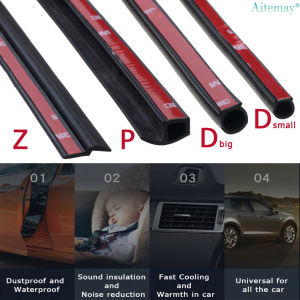 Aitemay Car Soundproof Seal Strip P Z D Shape 2M EPDM Rubber Noise Insulation Anti-Dust with Strong 3M Adhesive for Vehicles