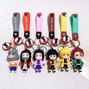Anime Demon Slayer Keychain Kimetsu No Yaiba Tanjirou Nezuko Agatsuma Zenitsu Figure Pendant Keyring Cosplay Jewelry