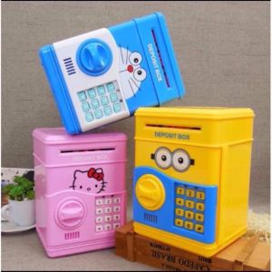 Đồ chơi két sắt điện tử mini thông minh cho bé Pikaboo có nhạc và đèn đựng tiền tiết kiệm tự động