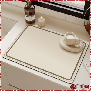 FinDee แผ่นเสื่อหนัง ดูดซับน้ําได้ดี กันลื่น แบบแห้งเร็ว สําหรับห้องครัว สําหรับวางรองจานกาแฟ Kitchen Mats