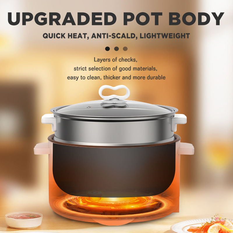 Dreepor 3L Mini Rice Small Multi-Function Electric Cooker With Steaming Tray Non Stick Pot. 