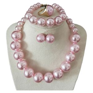 JPTD Vintage Style Imitation Pearl Jewelry Set Retro Elegant Light Luxury Necklace Bracelet Earring Ring Sets Classic High-end Feel French Pearl Necklace Women