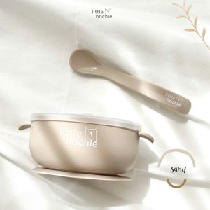 l Little hachie l ถ้วยมีฝาปิดพร้อมช้อนป้อน สำหรับวัยเริ่มทาน 6m+ ชามสำหรับเด็ก ถ้วยเด็ก