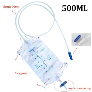 External Disposable Sterile Urine Bag PVC Storage Urinary Drainage Sack Pee Leg Bag Storage Bag With Cross Valve Catheter 500/750/1000ml