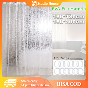 [COD] 180x180cm Tirai Kamar Mandi Anti Air Bahan EVA Sudah Dilengkapi Dengan Pengait Shower Tirai Kamar Mandi Bahan Tebal Pembatas Kamar Mandi