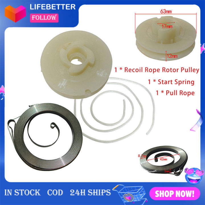 starter pulley Recoil Starter Spring & Pull Rope Kit for Chinese 5200 ...