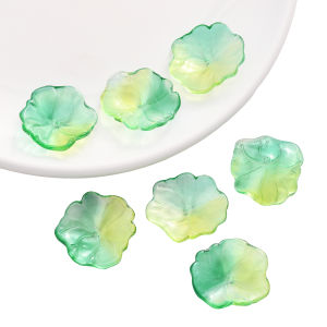 5Pcs 22x25mm Gradient Color 3D Lotus Leaf Glass Beads Pendants For DIY Earrings Bracelet Jewelry Making Findings Crafts Accessories