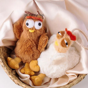 Creative Soft Stuffed Animal Chicken Plush Doll Egg Laying Hen Squeak Toy Cartoon Bag Pendant Key Chain Backpack Car Bag Key Ring