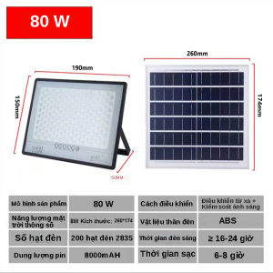 [giao hàng tận nơi]Đèn LED 50W 80W 100W đèn pha den nang luong mat trời đèn năng lượng mặt trời