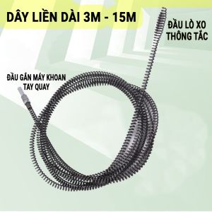 Dây thông tắc cống Inox siêu bền 5m dễ dàng lắp với máy khoan xử lý bồn cầu hiệu quả