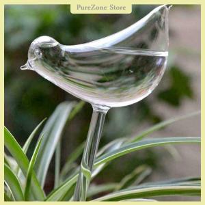 [PureZone] Plant Waterer Self Watering Globes Bird Shape Hand Blown Clear Aqua Bulbs