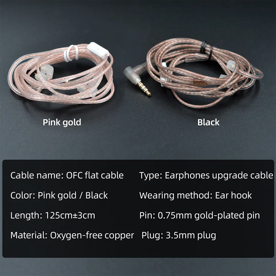 KZ Earphone Cable 2 Pin 0.75mm Upgraded Replace Cable KZ