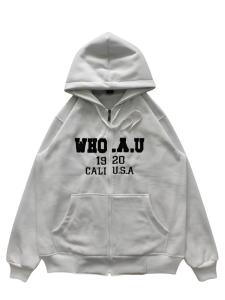 COD - Jaket Sweater Hoodie Sleting WHO AU Full Bordir Pria Wanita / Jaket Hoodie WHO.AU Texs California 1849 Cream Pria Wanita Premium Quality