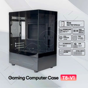 EXPOSE Gaming PC Case Sea View Room Tempered Glass Gaming Computer Casing Mini ATX Desktop Case For PC Computer Build-in 3 RGB Fans