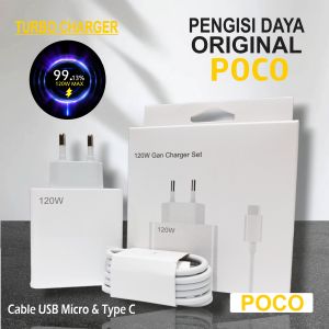 Charger POCO 120W Batok M12 USB Micro & Type C Flash Turbo Charging Adapter High Quality