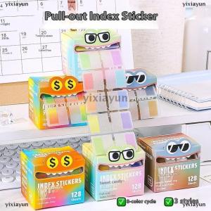 [COD] yixiayun 128Sheets box Drawer-style Pull-out Pearlescent Paper Sticky Transparent Colorful Marking Notes Memo Pad Note Marking Supplies