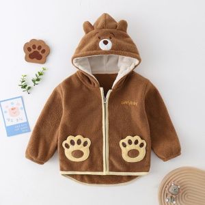 LOBER เสื้อกันหนาวเด็ก เสื้อกันหนาวเด็กผู้หญิง เสื้อฮู้ดหนามีหูการ์ตูน เสื้อฮู้ดผ้าฟลีซเนื้อหนา ชุดกันหนาวเด็ก2-8ปี เสื้อหนาวเด็ก