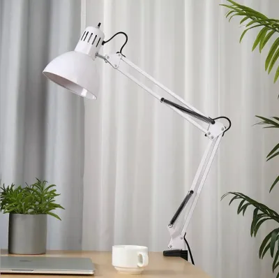 American dormitory light Bedside light Reading light Super bright wrought iron work long arm telescopic led eye protection light clamp light Cross-border table lamp