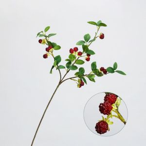 NCNC(OKDEALS01) สัมผัสได้จริง กิ่งราสเบอร์รี่เทียม งานทำมือ สง่างามเรียบหรู ผลไม้บลูเบอร์รี่จำลอง อุปกรณ์ประกอบฉากการถ่ายภาพ พลาสติกทำจากพลาสติก กิ่งเบอร์รี่เทียม ตกแต่งสวนในบ้าน