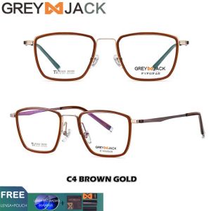 Grey Jack Frame Kacamata Titanium Kotak Bisa Minus Ringan Trendy Gaya Klasik Fashion Pria dan Wanita Dewasa 2323