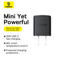 Củ sạc nhanh, Cốc sạc nhanh Baseus Palm Fast Charger 1C, Type C, Công suất 20W dùng cho Samsung, IP. 