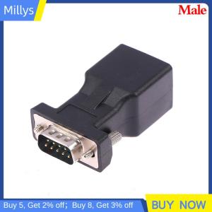 Millys 1Pc DB9 RS232 Male Female To RJ45 Female Adapter COM Port to LAN Ethernet Port Converter