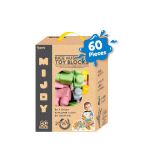 Rice Husk Eco Building Blocks 60pcs Large Set | BPA Free Safe Toy | Blok Kanak-Kanak Mijoy