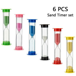 6pcs Sand Timer Colorful Study Minutes Countdown Task Completion Hourglass Sandglass Sandtimer Workout Stretching Yoga