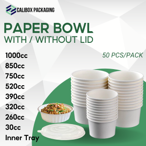 Trendbox White Paper Bowl 50pcs (With Lid or No Lid)
