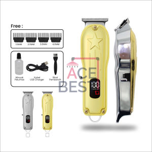 ACEBEST Hair Clipper Alat Potong Rambut Cukur Rambut Elektrik Cukur Rambut Emas  KM-PG-1990