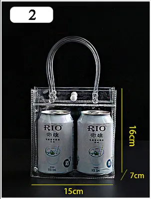 Transparent Soft PVC Gift Tote Packaging Bags with Button Hand Loop Clear Plastic Handbag Cosmetic Bag