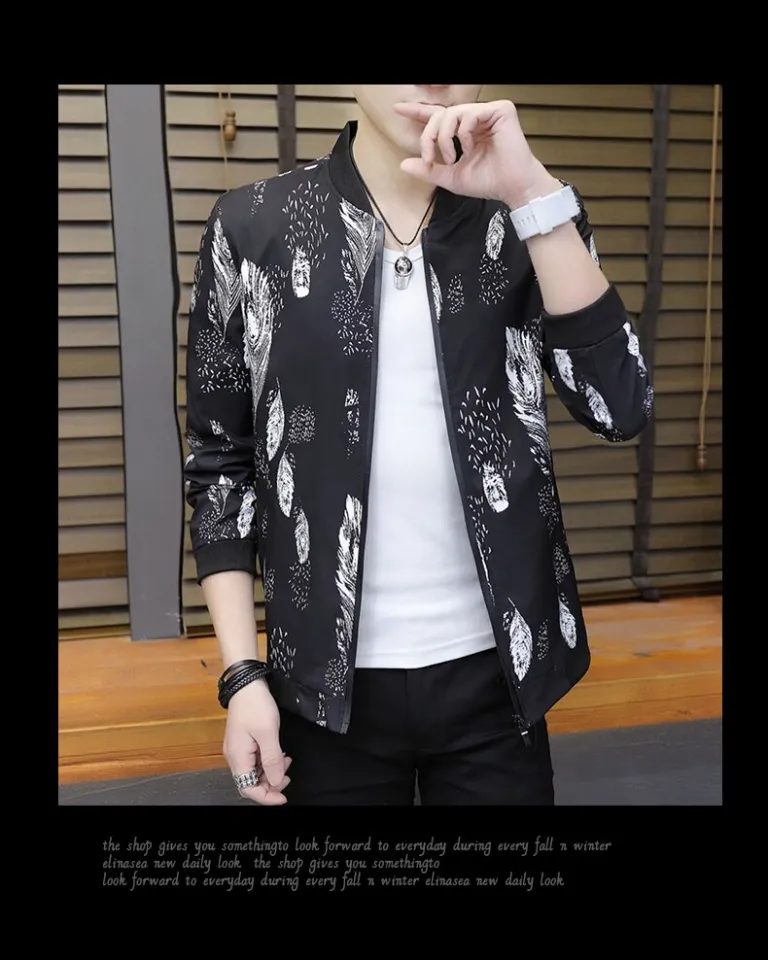bn top○HY 2021 Jacket Men Flower Print Bomber Jacket Mens Fashion