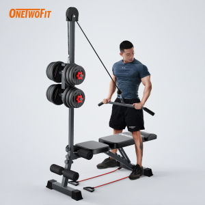 OneTwoFit high pull-down dumbbell bench sit-up bench multi-function bench press chair home heavy-duty fitness equipment