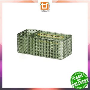 OFM-C969 Kotak Tisu Diamond Serbaguna dengan 2 Slot Penyimpanan Remote / Tempat Penyimpanan Tissue