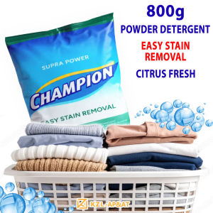Supra Power Champion Easy Stain Removal Laundry Powder Detergent 800g - Citrus Fresh Scent Hypoallergenic Easy Stain Removal - KZL AP&AT