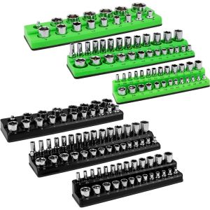 LMS70 3Psc 1/4" 3/8" 1/2" Drive ic Socket Organizer Set Attaches To Metal Wall Professional ic Socket Trays Durable Multi-color ic Socket Holder Kit ic Socket