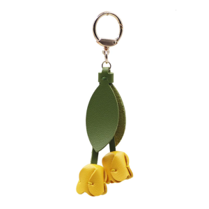 Chic Tulips Key Fob PU Leather Alloy Compact Design Elegant Floral Key Ring For Handbags Wallets Everyday Use