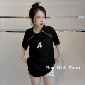 Áo phông nam nữ áo phông  KHÓA KÉO CHỮ a Kiểu dáng thời trang Hàn Quốc Áo thun nam nữ áo cotton nam nữ rất đẹp