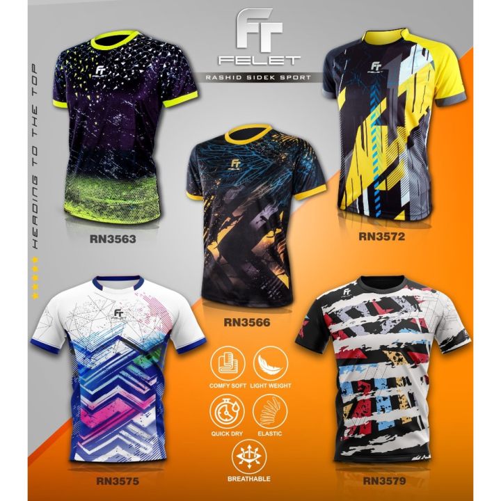 Felet Rn-3563 , 3566 , 3572 , 3575 , 3579 Baju Badminton Jersey Fleet ...