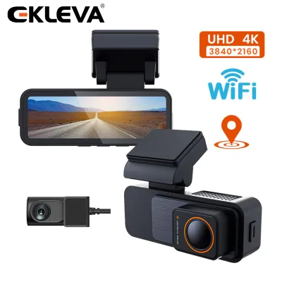 EKLEVA 4K Ultra Dash Cam Dual Lens 3.2 HD Display Car Road Camera WiFi Connect Control Night Vision G-Sensor Parking Monitor