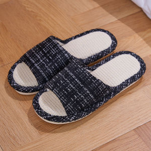 IELGY Home indoor couples four hospitality seasons non-slip cotton linen slippers linen