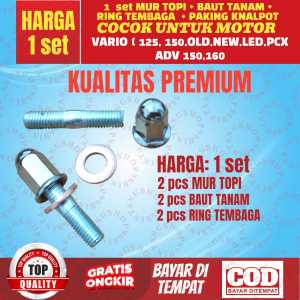 [ 1 set ]  baut mur bolt nut tanam tanem kenalpot knalpot PAKING GASKET vario 125 150 160 PCX ADV 1set CLICK STYLO paking knalpot kualitas ori